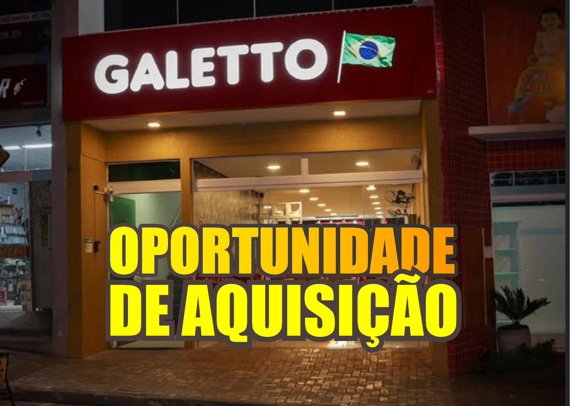 Fachada da lanchonete Galetto na praça principal